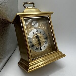 Vintage 4.5" Linden Tempus Fugit Gold Quartz Alarm Clock Japan Battery Untested
